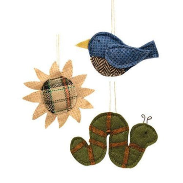 3 Set In the Garden Fabric Ornaments - The Fox Decor